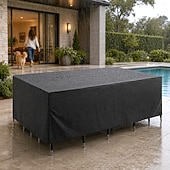 abordables Housses de Mobilier de Patio-Housse de protection pour mobilier de jardin 180 x 180 x 100 cm, imperméable, résistante aux déchirures, en tissu 420D, pour ensemble table et chaises de jardin. Housse robuste noire.