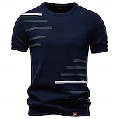 baratos camisetas básicas-Homens Camiseta Camisa de manga curta T-shirt Manga Curta Gola Redonda Verão Primavera Listrado Roupa de rua à moda Moderno Patchwork Casual Diário Ao ar livre Branco Top Tee para Homens
