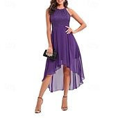 cheap Chiffon Dresses-Women's Midi Dress Chiffon Dress Casual Dress Elegant Fashion Modern Outdoor Vacation Party Regular Fit Plain Sleeveless Halter Neck Blue Pink Purple Summer Spring