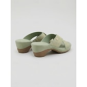 abordables Sandalias Cómodas-Sandalias de cuña con tiras cruzadas y pedrería verde para mujer: cómodas sandalias sin cordones con plantilla acolchada y tacón brillante de punta abierta, ideales para vacaciones y fiestas en el