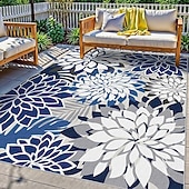 economico Tappeti-Tappeto da esterno 5x8 piedi, impermeabile, multicolore, per interni, lavabile, per patio esterno, con motivo floreale tropicale, antiscivolo, ideale per soggiorno, piscina, giardino, terrazzo e