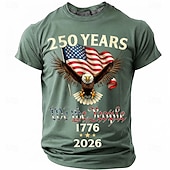  2026年7月4日 250周年 男性用 おかしい Tシャツ 半袖 Tシャツ 3Dプリント クルーネック シャツ ファッション デザイナー シンプル カジュアル 日常 パーティー レイクブルー ブラック ルビーレッド 夏 春 衣類 S M L XL XXL XXXL