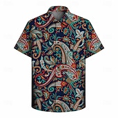 Retrò Vintage Hippie Anni '70 Camicia Maniche corte Hippie Paisley Etnico Costume Per uomo Festival Musicale Feste Abbigliamento quotidiano Adulti Camicia Primavera & Estate