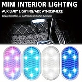 abordables Gadgets pour intérieur de voiture-Lot de 4 lampes d'ambiance LED sans fil pour l'intérieur de voiture, rechargeables par USB, à capteur tactile et aimantées, pour plancher, portières et coffre, étanches et compactes, disponibles en