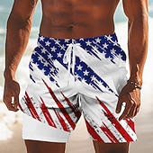  Herren 250. Jahrestag des Unabhängigkeitstages der USA am 4. Juli Amerikanische Flagge Gefütterte Shorts 2 in 1 Badeshorts Badeshorts Mittlere Taille Patriotisch Ferien Seitentaschen Mit
