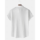 voordelige Men's Button Up Shirts-Men's Shirt Casual Shirt Beach Shirt Button Up Shirt Jacquard Shirt Black White Light Green Wine Blue Short Sleeve Solid Color Plain Lines / Waves Lapel Casual Streetwear Pocket Clothing Apparel