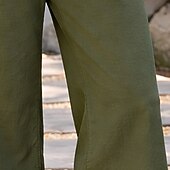 economico Fondi-Per donna Pantaloni in cotone e lino Pantaloni Pantaloni Estivi Pantaloni Larghi Vacanza Moda Casual Quotidiano Lunghezza intera Vita Alta Tinta unica Semplice Coulisse Elastico in vita Gamba larga