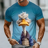  Paperella bianca scontrosa con espressione arrabbiata, grafica 3D, maglietta da uomo divertente, sarcastica, umoristica, con atteggiamento, girocollo, maniche corte, casual, streetwear, regalo di