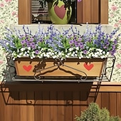 preiswerte Künstliche Blume-30 künstliche Blumenarrangements in Lila und Weiß mit Lavendel, Veilchen, Perserfarn und Eukalyptus, realistische, farbechte Seidenblumen für Garten, Zuhause, Hochzeit, Party, Balkon und Terrasse