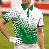  Per uomo Geometrico Golf Polo Sportivi Manica Corta Magliette polo Camicie con Colletto Casual Athleisure Bottoni Tessuto retato traspirante Primavera & Estate Blu Nero Blu marino