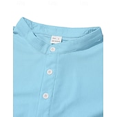 preiswerte Lässiges Henley-T-Shirt-Herren T Shirt Waffel-Henley-Hemd Henley Hemd Langarmshirt Langarm Henley Sommer Frühling Einfach Mode Streetwear Freizeit Knöpfe Lässig Täglich Urlaub Blau Schwarz Weiß Top T-Shirt für Herren