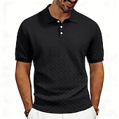 cheap Men's Classic Polo-Men's Polo Polo Shirts Casual Street Lapel Short Sleeve Basic Modern Plain Lightweight Buttons Summer Spring Regular Fit Black White Khaki Dark Grey Army Green Polo
