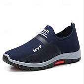 cheap Casual Sneakers-Men's Black Slip-On Sport Sneakers Breathable Mesh Lightweight Comfort Walking Shoes for Adult Men, Daily Commuting, Outdoor Walking, Travel and Casual Weekend Use