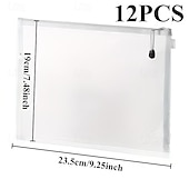 cheap Storage &amp; Organization-12PCS Large-Capacity Office Mesh File Bags, Breathable Nylon Folders and Envelopes, Transparent Pen Bags, Puzzle File Storage Folders, Zippered Briefcases, Suitable for Office Organization and Busines