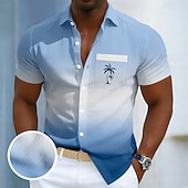 economico Piante tropicali-Per uomo Albero di Cocco Colore sfumato Piante Tropicali Camicie hawaiane Camicia stropicciata Camicia di Seersucker Manica Corta Hawaiano Vacanza al Mare Estate Primavera Collo ripiegato Morbido