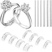 abordables Arts, artisanat et couture-Ajusteurs de taille de bague pour bagues trop grandes (lot de 14) : ajusteurs invisibles en silicone, protège-bagues, entretoises et redimensionneurs pour femmes et hommes. Permet de réduire la taille