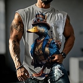  Herr Djur Anka Undertröjor Ärmlös T-shirt 3D-tryck Rund hals Skjorta Rolig Dagligen Gata Gul Kaki Grå Vår & sommar Kläder S M L XL XXL 3XL