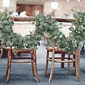 baratos Plantas e Folhagens Artificiais-Conjunto de 2/4 guirlandas de eucalipto, com comprimento total de 141,73 polegadas (360 cm), adornadas com flores brancas, folhas prateadas e folhagens realistas, ideais para decoração de casamentos e