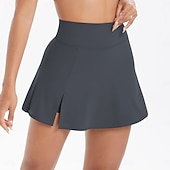 preiswerte Damenröcke &amp; Skorts-Damen Einfarbig Lässiger Rock Tennis-Skort Tennisröcke mit Shorts Ärmellos Tasche Schnelltrocknend Atmungsaktiv Tennis Golfspiel Laufen Rock Laufrock Dunkelgrau Schwarz Elfenbein Tennisbekleidung