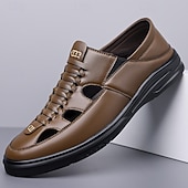 ieftine Sandale casual-Sandale bărbătești albastre, cu șireturi, casual, respirabile, cu vârful închis, confortabile, de vară, stil smart casual pentru bărbați, ideale pentru purtare zilnică, călătorii în vacanță
