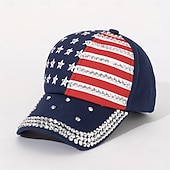  Baseballpet met Amerikaanse vlag en strass-steentjes, handgemaakt met strass-steentjes en studs, geschikt om het hele jaar door te dragen als pet voor woon-werkverkeer, ideaal voor