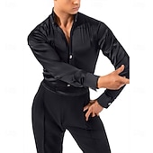 cheap Toppar och set-Men's Latin Ballroom Dance Shirt - Slim Fit Satin Performance Bodysuit for Competition