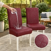 preiswerte Stuhlhülle-Stuhlbezug aus einfarbigem Pu-Leder, wasserdicht, für Esszimmerstühle, Sitzbezüge für Hotels, Bankette, Hochzeiten, Stuhlschutz