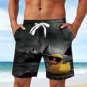  Herren Tiermotiv Hai Ente Badehosen Badeanzüge Badeshorts Boardshorts Mittlere Taille Lustig Strandurlaub Seitentaschen Netzfutter Elastischer Kordelzug in der Taille Designer Bekleidung