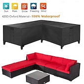 abordables Fundas para Muebles de Patio-Funda para muebles de jardín, funda para sofá esquinero en forma de L, funda impermeable para sofá de ratán, para muebles de jardín, conjunto de asientos, sofá esquinero, conjunto de salón esquinero,