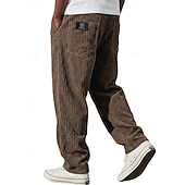 ieftine pantaloni casual-Bărbați Pantaloni Pantaloni Corduroy Pantaloni de iarnă Pantaloni casual Pantaloni largi Cordon Picior drept Culoare solidă Confort Απαλό Lungime totală Casual Zilnic În aer liber Modă Stil Clasic