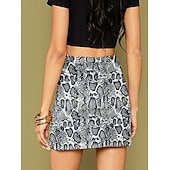 abordables Graphic Skirts-Women's Faux Suede Skirt Fashion Casual Mini High Waist Skirts Leopard Print Split Ends Stretchy Daily Street Leopard Black Yellow Light Brown Spring