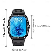 voordelige Smartwatches-Rugged Smart Watch, Military Tactical Fitness Tracker with Heart Rate Monitor &amp; SpO2, Waterproof Sport Smartwatch for Men Women, Compatible with iPhone Android, Ideal Birthday Gift