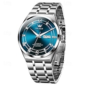 economico Orologi meccanici-Orologio automatico da uomo - lussuoso orologio da polso automatico da lavoro in acciaio inossidabile bicolore oro con datario, impermeabile, luminescente, regalo elegante per marito, papà e figlio