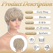 cheap Older Wigs-Blonde Pixie Wigs for Women - Short Natural Layered Haircut Synthetic Heat Resistant Hair Wig for Daily Costume