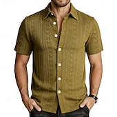 Χαμηλού Κόστους Ανδρικά Smart Casual πουκάμισα-Ανδρικά Πουκάμισο Casual πουκάμισο Πουκάμισο με κουμπιά Πουκάμισο ζακάρ Μαύρο Λευκό Πράσινο Ανοικτό Βαθυγάλαζο Καφέ Κοντομάνικο Σκέτο Κολάρο Πουκαμίσου Causal Καθημερινά Ζακάρ Ρούχα