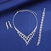 preiswerte Schmucksets-Schmuckset 3 Chrom 1 Armband Ohrringe Halskette Damen Mode Schmuck-Set Für Party