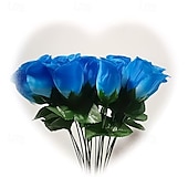 abordables Fleurs artificielles-Lot de 50 roses artificielles réalistes avec tiges et feuilles, idéales pour la décoration intérieure, les centres de table de mariage, les hôtels et bureaux, les cadeaux de mariage à faire soi-même,