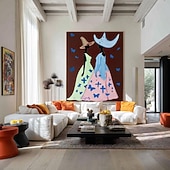 cheap People Paintings-handmade Abstract Colorful Woman Oil Painting Abstract Cowboy Sisters Wall Art Retro Figurative Canvas Art Original Figrure Art Modern Wall Decor