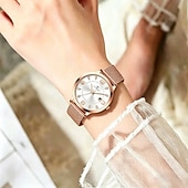 economico Orologi al quarzo-Orologio da donna in oro rosa, impermeabile, con cinturino in maglia d'acciaio inossidabile, elegante quadrante a raggiera e datario. &amp;diamanti, orologio elegante da lavoro, regalo per anniversario
