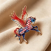  Broche met adelaar en paard ter ere van het 250-jarig jubileum, voor mannen en vrouwen, Amerikaanse patriottische boutonnière met strass-steentjes en een afbeelding van een Amerikaanse zeearend,