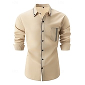 voordelige Overhemden met knopen voor heren-Voor heren Overhemd Button-down overhemd Lapwerk Casual Dagelijks Zwart Wit Rood Marineblauw Lange mouw Strijkijzer Zomer Lente Kleding Zak