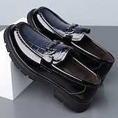 billiga Loafers-Herr svarta röda lackloafers slip-on metallbitar med grov sula lyxiga formella skor för bröllop, banketter, fester, bal och iögonfallande aftonkläder