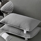 baratos Textured lance travesseiros-Capa de travesseiro acolchoada e impermeável, à prova de derramamentos, macia e respirável, com zíper, para cama, ideal para quarto e casa.