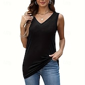  Confezioni multiple Confezione da 3 Da donna Girocollo Senza Maniche Nero + bianco + rosso Maglietta Canotta Maglietta senza maniche Tinta unica Casuale Quotidiano Cotone Estate