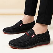 billiga Scarpe Casual Slip-On-Men's Black Slip-On Casual Sneakers Lightweight Breathable Walking Shoes Soft Comfort Low Top Footwear for Men, Daily Commutes, Weekend Travel, City Walking and Smart Casual Outfits