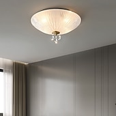cheap Ring &amp; Round Design-Modern Minimalist Round Dome Glass Crystal Full Copper Chandeliers 2/3/4 Light E14 Flush Mount Ceiling Light For Bedroom 110-240V