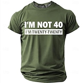  I'm Not 40 I'm Twenty Twenty Men's Funny Sarcastic 40th Birthday Joke Aging Humor T Shirt Graphic Crew Neck Short Sleeve Milestone Celebration Gift Designer Clothing Apparel