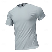 cheap Men's Casual T-shirts-Men's T Shirt Short Sleeve Shirt Tee Top Short Sleeve Crew Neck Summer Spring Solid Color Streetwear Stylish Leisure Quick Dry Slim Daily Outdoor Running Light Grey Top Tee for Men