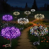 abordables Éclairage paysager-Guirlande lumineuse solaire en forme de pissenlit, effet feu d'artifice - 2 modes d'éclairage pour jardin, pelouse, camping, décoration de fête (1 pièce)