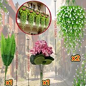 olcso Művirág-4 db 104 cm-es perzsa füves függőnövény, kültéri használatra alkalmas, modern dekoráció esküvőre, kerti és udvari dekorációhoz, karbantartásmentes, tökéletes tavaszra, Valentin-napra, anyák napjára